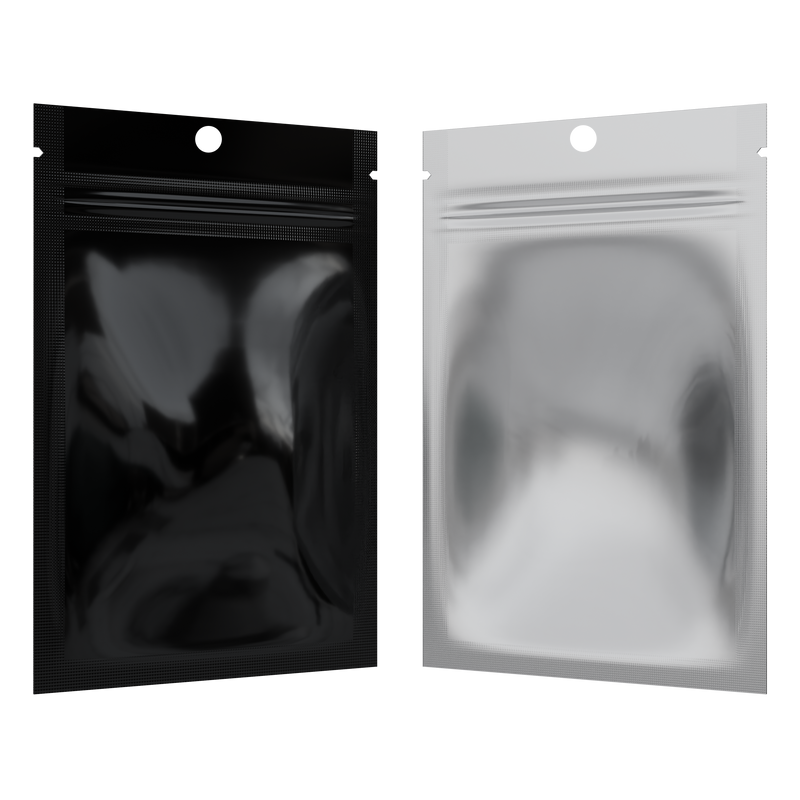 Gloss Black Vista Clear Translucent Transparent Dragon Chewer 1 gram one g smell proof mylar bags by HIGHLOCK. Best thick wholesale bulk dispensary custom child resistant packaging 420 barrier bags tamper evident resealable large food storage 3 x 4.5 pouch gusset usa cheap small 100 pack hang hole