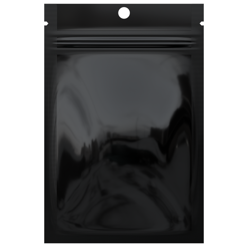Gloss Black Vista Clear Dragon Chewer 1 gram one g smell proof mylar bags by HIGHLOCK. Best thick wholesale bulk dispensary custom child resistant packaging 420 barrier bags tamper evident resealable large food storage heat sealable 3 x 4.5 100 pack hang hole