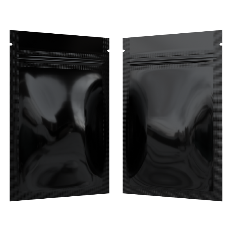 Gloss Black Opaque Dragon Chewer 1 gram one g smell proof mylar bags by HIGHLOCK. Best thick wholesale bulk dispensary custom child resistant packaging 420 barrier bags tamper evident resealable large food storage 3 x 4.5 pouch gusset usa cheap small 100 pack
