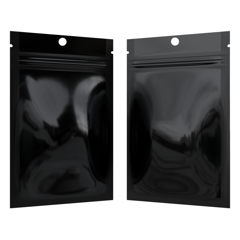 Gloss Black Opaque Dragon Chewer 1 gram one g smell proof mylar bags by HIGHLOCK. Best thick wholesale bulk dispensary custom child resistant packaging 420 barrier bags tamper evident resealable large food storage 3 x 4.5 pouch gusset usa cheap small 100 pack hang hole