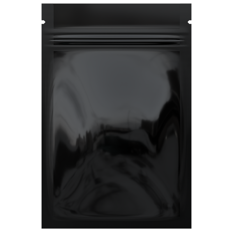 Gloss Black Opaque Dragon Chewer 1 gram one g smell proof mylar bags by HIGHLOCK. Best thick wholesale bulk dispensary custom child resistant packaging 420 barrier bags tamper evident resealable large food storage baggies 3 x 4.5 100 pack