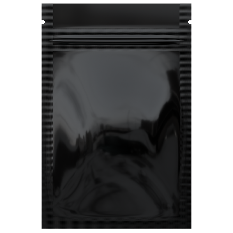 Gloss Black Opaque Dragon Chewer 1 gram one g smell proof mylar bags by HIGHLOCK. Best thick wholesale bulk dispensary custom child resistant packaging 420 barrier bags tamper evident resealable large food storage heat sealable 3 x 4.5 100 pack