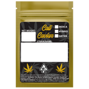 Gloss Gold Vista Clear Translucent Transparent Dragon Chewer 1 gram one g smell proof mylar bags by HIGHLOCK. Best thick wholesale bulk dispensary custom child resistant packaging 420 barrier bags tamper evident resealable large food storage baggies 3 x 4.5 custom labels stickers strain designer