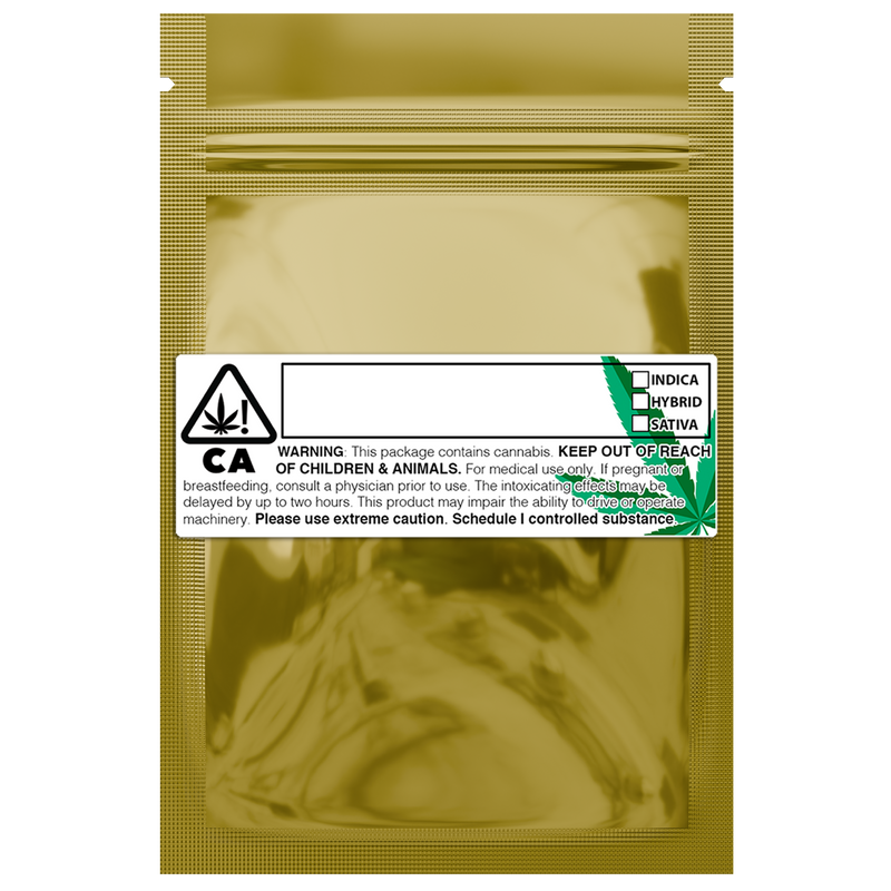 Gloss Gold Vista Clear Translucent Transparent Dragon Chewer 1 gram one g smell proof mylar bags by HIGHLOCK. Best thick wholesale bulk dispensary custom child resistant packaging 420 barrier bags tamper evident resealable large food storage baggies 3 x 4.5 custom labels stickers strain rx generic California cali