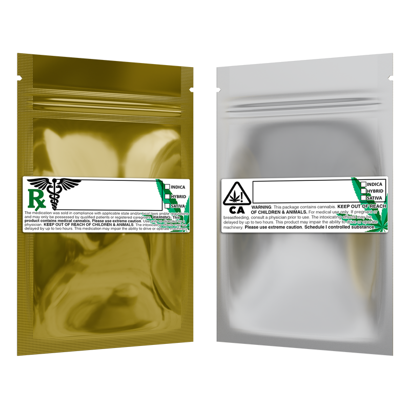 Gloss Gold Vista Clear Translucent Transparent Dragon Chewer 1 gram one g smell proof mylar bags by HIGHLOCK. Best thick wholesale bulk dispensary custom child resistant packaging 420 barrier bags tamper evident resealable large food storage 3 x 4.5 pouch gusset usa cheap small custom labels stickers strain rx generic California cali