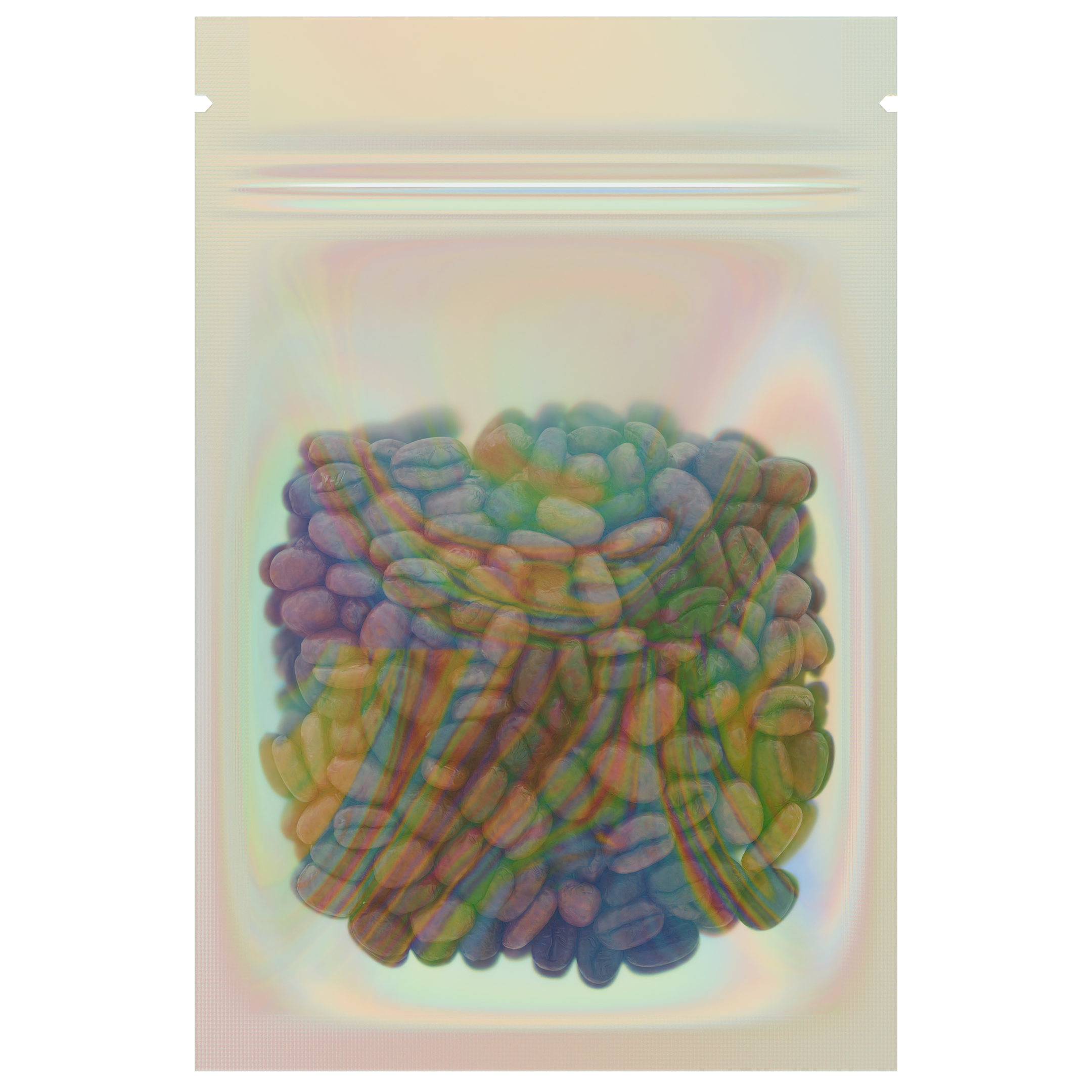 Gloss Holographic Vista Clear Dragon Chewer 1 gram one g smell proof mylar bags by HIGHLOCK. Best thick wholesale bulk dispensary custom child resistant packaging 420 barrier bags tamper evident resealable large food storage heat sealable 3 x 4.5 custom labels stickers strain rx generic California cali