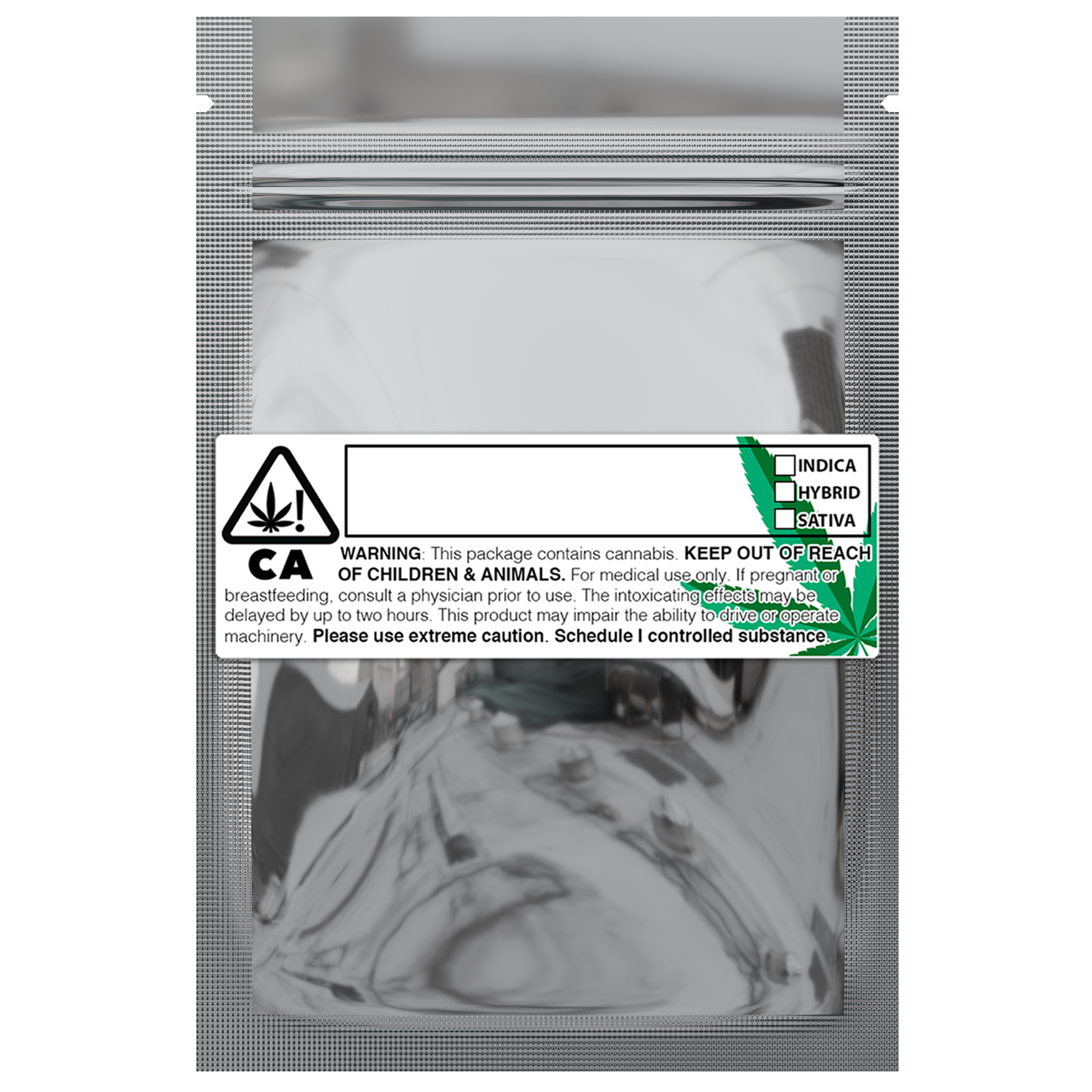 Gloss Silver Vista Clear Translucent Transparent Dragon Chewer 1 gram one g smell proof mylar bags by HIGHLOCK. Best thick wholesale bulk dispensary custom child resistant packaging 420 barrier bags tamper evident resealable large food storage baggies 3 x 4.5 custom labels stickers strain rx generic California cali