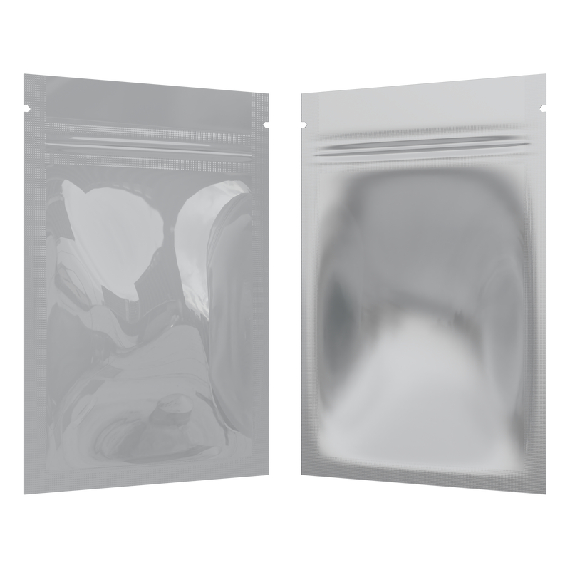 Gloss White Vista Clear Translucent Transparent Dragon Chewer 1 gram one g smell proof mylar bags by HIGHLOCK. Best thick wholesale bulk dispensary custom child resistant packaging 420 barrier bags tamper evident resealable large food storage 3 x 4.5 pouch gusset usa cheap small 100 pack
