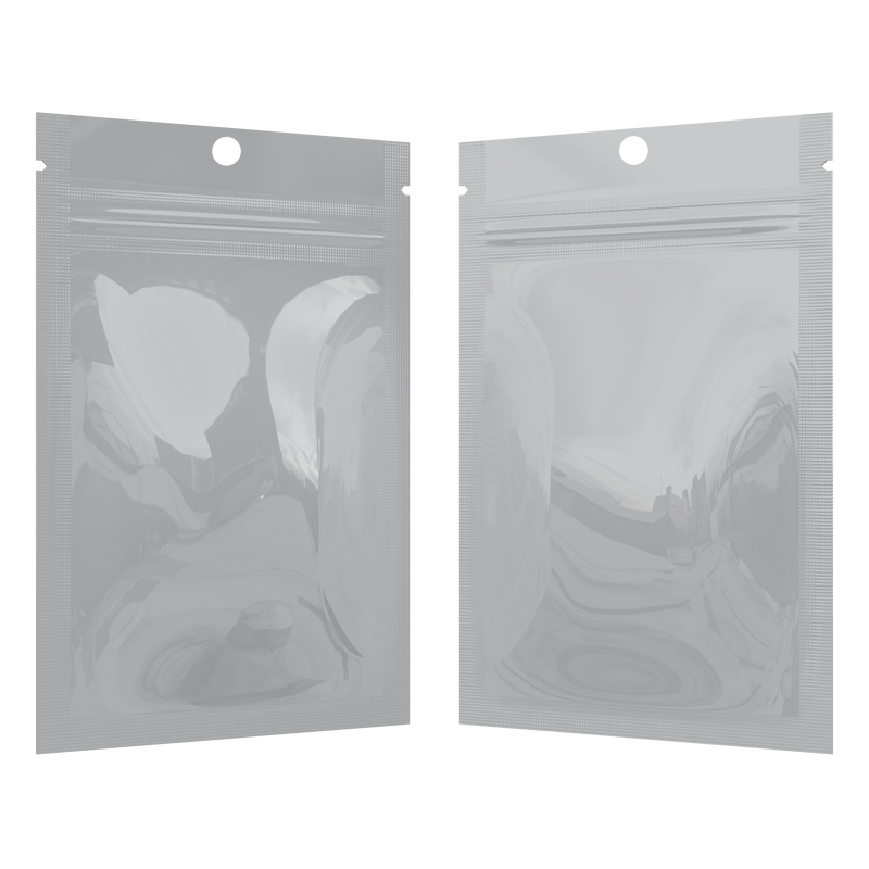 Gloss White Opaque Dragon Chewer 1 gram one g smell proof mylar bags by HIGHLOCK. Best thick wholesale bulk dispensary custom child resistant packaging 420 barrier bags tamper evident resealable large food storage 3 x 4.5 pouch gusset usa cheap small 100 pack hang hole