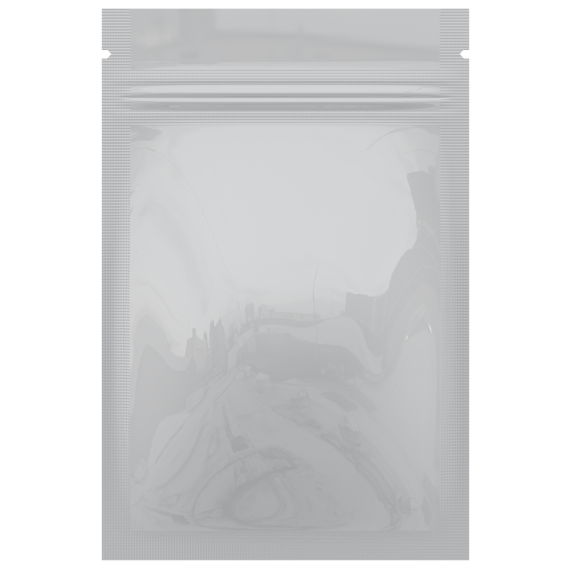 Gloss White Opaque Dragon Chewer 1 gram one g smell proof mylar bags by HIGHLOCK. Best thick wholesale bulk dispensary custom child resistant packaging 420 barrier bags tamper evident resealable large food storage baggies 3 x 4.5 100 pack