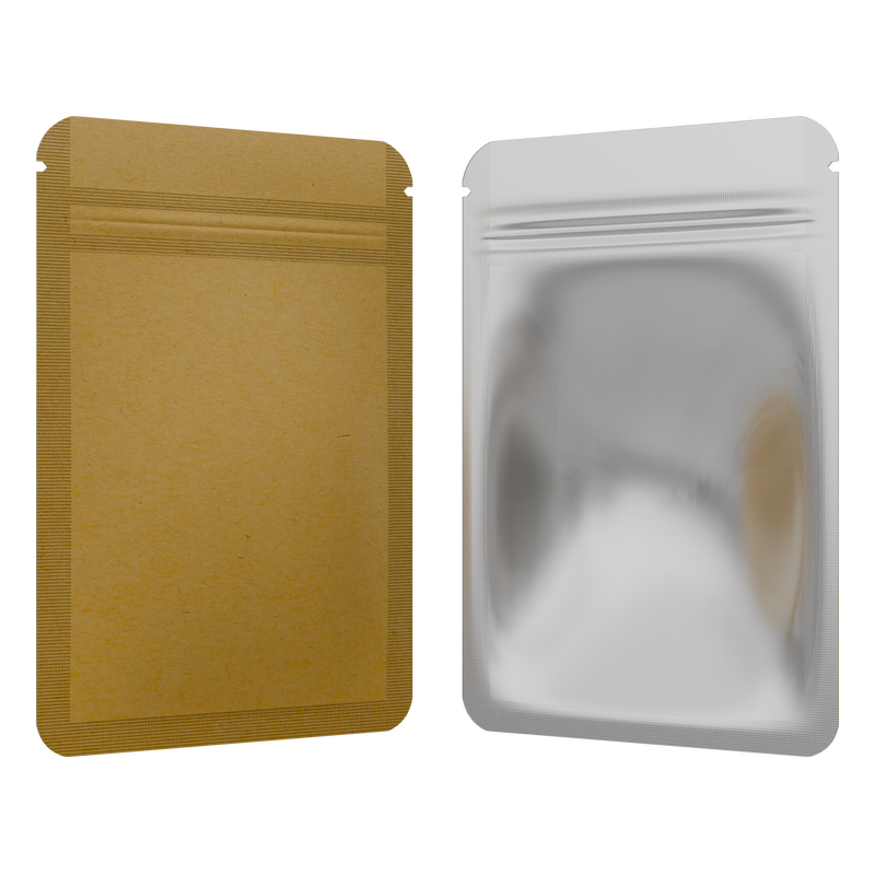 Kraft Paper Vista Clear Translucent Transparent Dragon Chewer 1 gram one g smell proof mylar bags by HIGHLOCK. Best thick wholesale bulk dispensary custom child resistant packaging 420 barrier bags tamper evident resealable large food storage 3 x 4.5 pouch gusset usa cheap small 100 pack