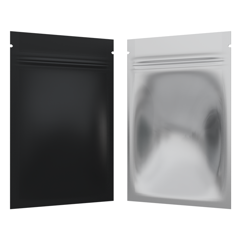 Matte Black Vista Clear Translucent Transparent Dragon Chewer 1 gram one g smell proof mylar bags by HIGHLOCK. Best thick wholesale bulk dispensary custom child resistant packaging 420 barrier bags tamper evident resealable large food storage 3 x 4.5 pouch gusset usa cheap small 100 pack