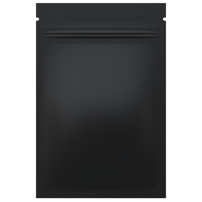Matte Black Vista Clear Dragon Chewer 1 gram one g smell proof mylar bags by HIGHLOCK. Best thick wholesale bulk dispensary custom child resistant packaging 420 barrier bags tamper evident resealable large food storage heat sealable 3 x 4.5 100 pack