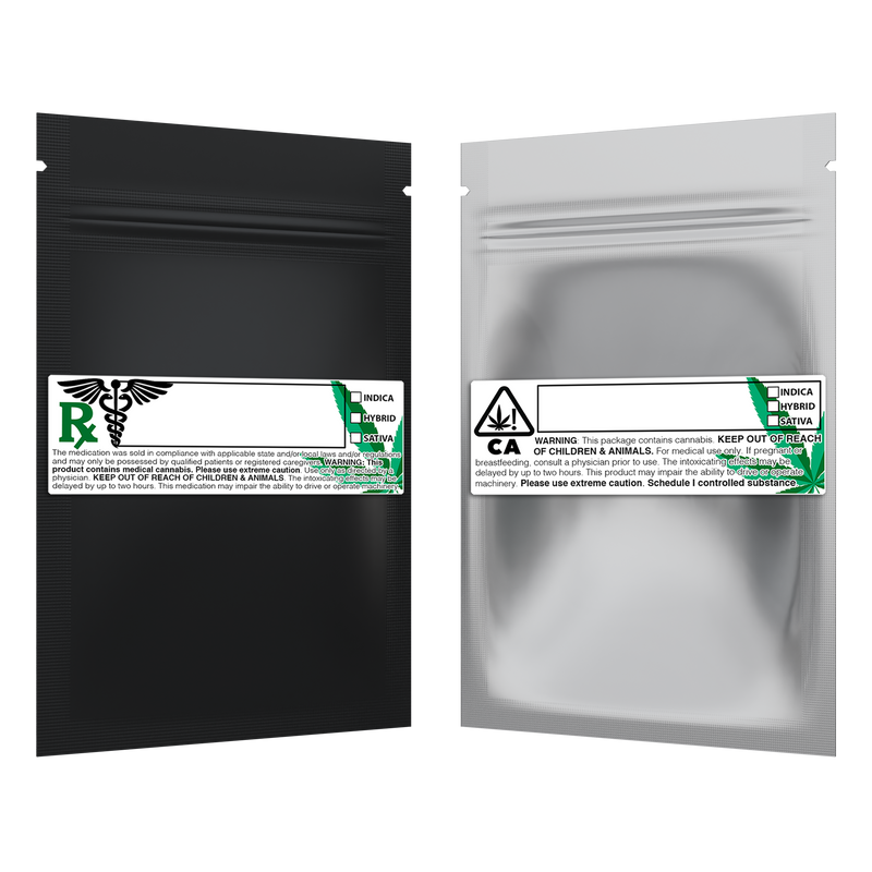 Matte Black Vista Clear Translucent Transparent Dragon Chewer 1 gram one g smell proof mylar bags by HIGHLOCK. Best thick wholesale bulk dispensary custom child resistant packaging 420 barrier bags tamper evident resealable large food storage 3 x 4.5 pouch gusset usa cheap small custom labels stickers strain rx generic California cali