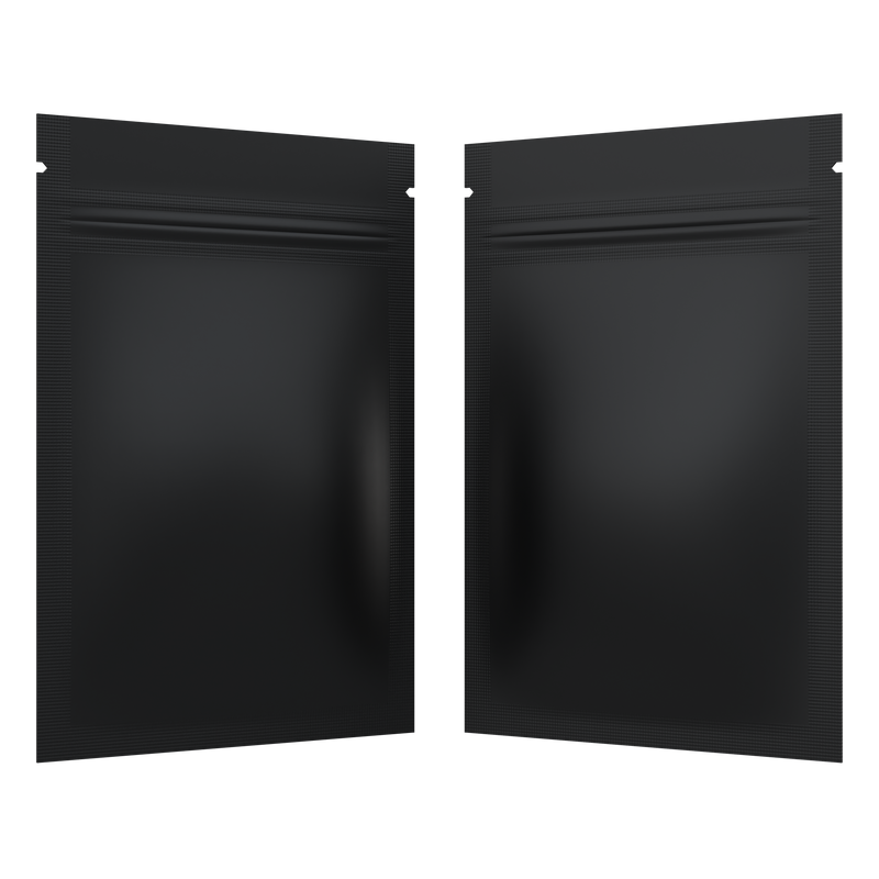 Matte Black Opaque Dragon Chewer 1 gram one g smell proof mylar bags by HIGHLOCK. Best thick wholesale bulk dispensary custom child resistant packaging 420 barrier bags tamper evident resealable large food storage 3 x 4.5 pouch gusset usa cheap small 100 pack