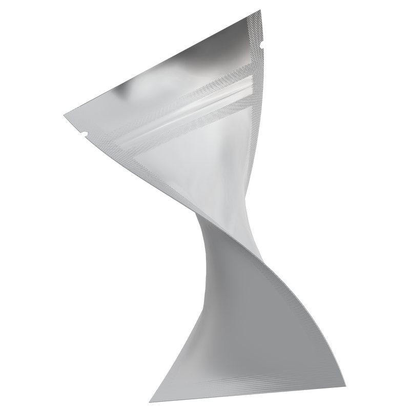 Matte White Vista Clear Dragon Chewer 1 gram one g smell proof mylar bags by HIGHLOCK. Best thick wholesale bulk dispensary custom child resistant packaging 420 barrier bags tamper evident resealable large food storage heat sealable 3 x 4.5 custom labels stickers strain designer