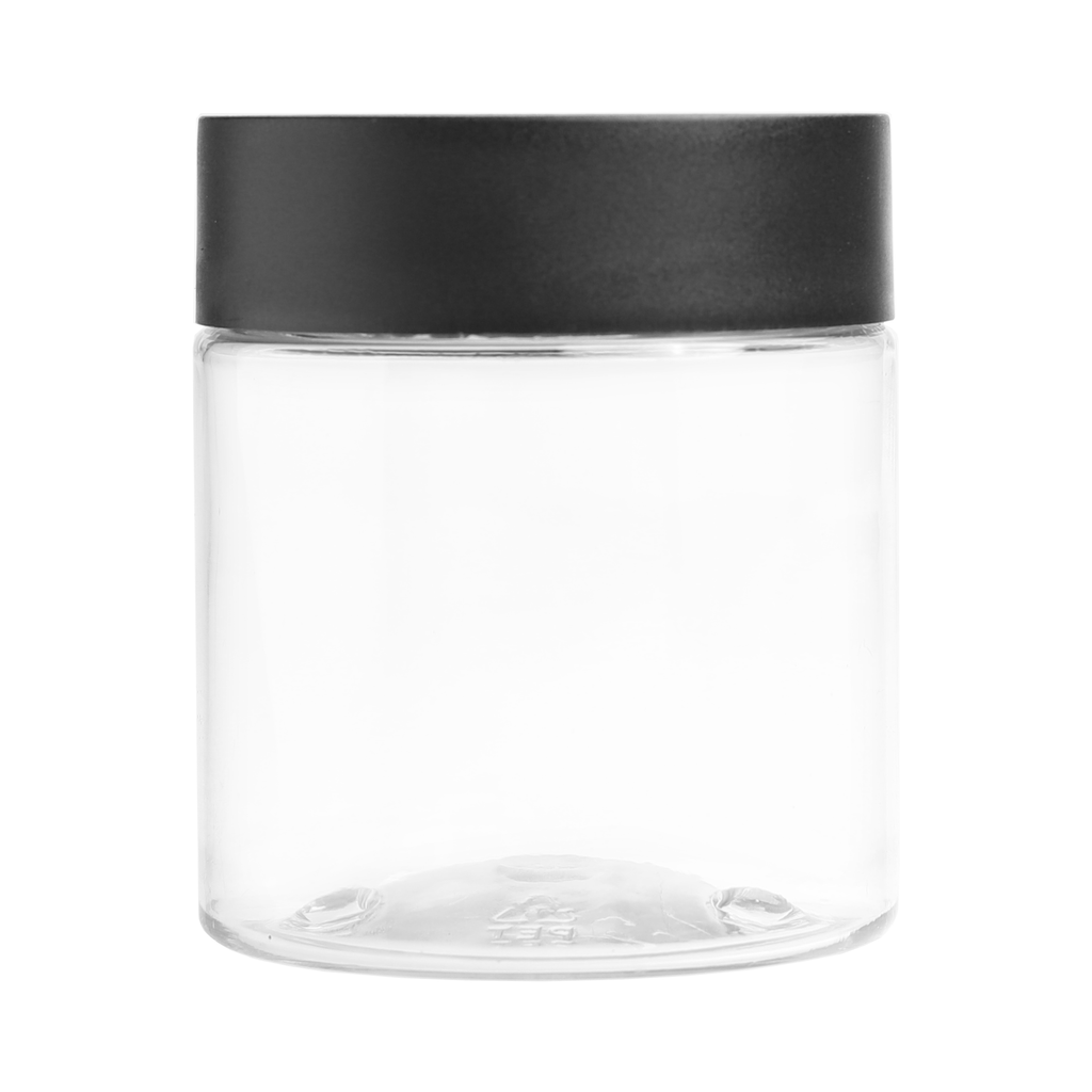 Ounce Clear PET Jar Child Resistant Black Smooth Cap w/ Liner (5
