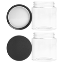 4 Ounce Clear PET Jar - Child Resistant Black Smooth Cap w/ Liner - (516 qty.) - Dragon Chewer