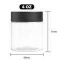 4 Ounce Clear PET Jar - Child Resistant Black Smooth Cap w/ Liner - (516 qty.) - Dragon Chewer