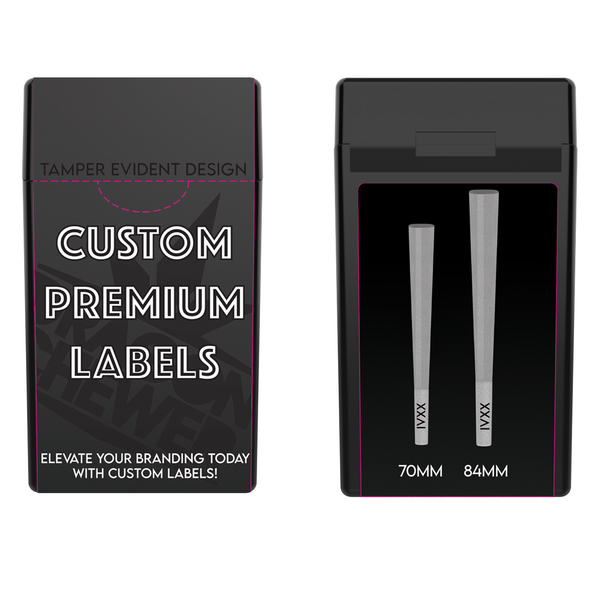 84MM Pinch N Flip Pre Roll Box Full Wrap Custom Labels (2,500 qty.)