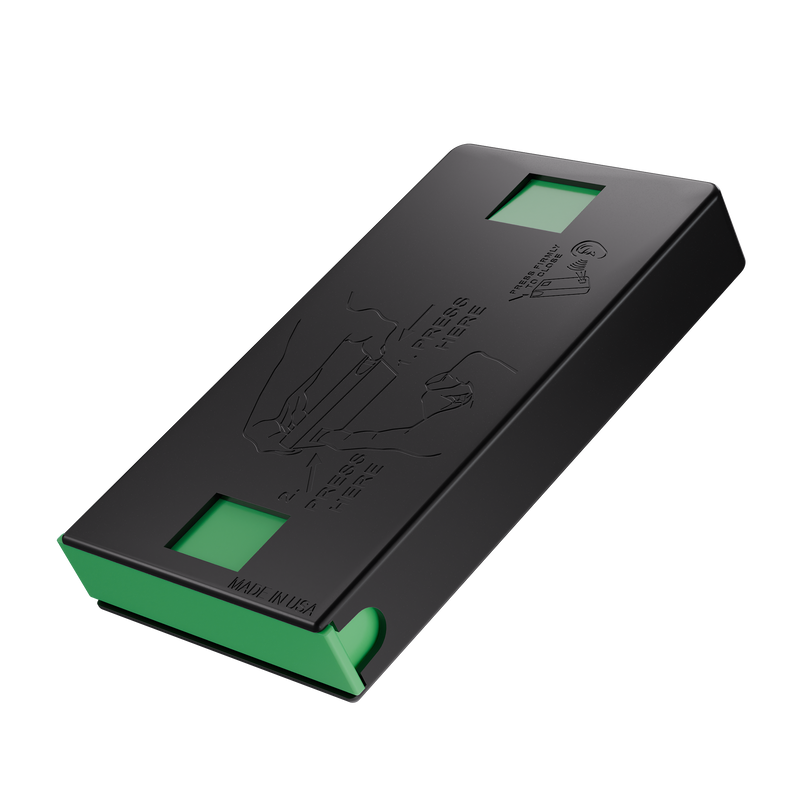 Press N Pull CR Box Container - The 98 - Black & Green. 98mm (360 qty.)