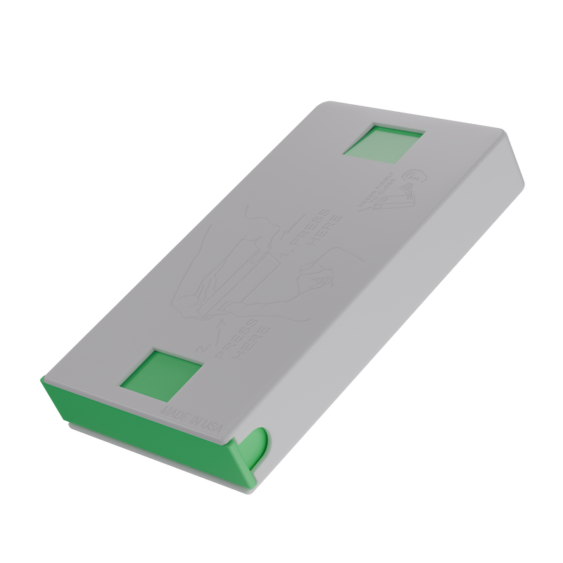 Press N Pull CR Box Container - The 98 - White & Green. 98mm (360 qty.)