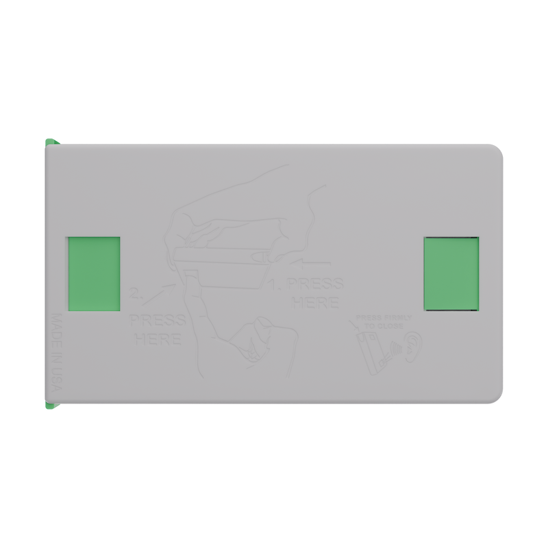 Press N Pull CR Box Container - The 98 - White & Green. 98mm (360 qty.)