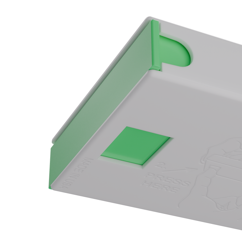 Press N Pull CR Box Container - The 98 - White & Green. 98mm (360 qty.)