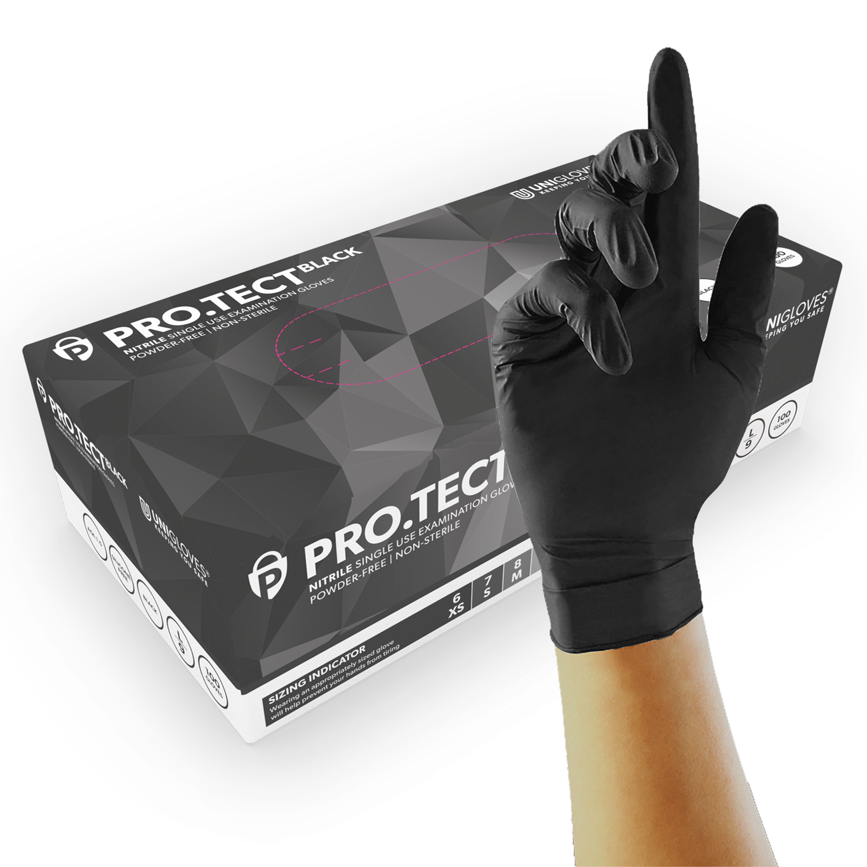 PRO.TECT 5 MIL Premium Black Nitrile Gloves - Trimming & Production - Medium (100 qty.) - Dragon Chewer