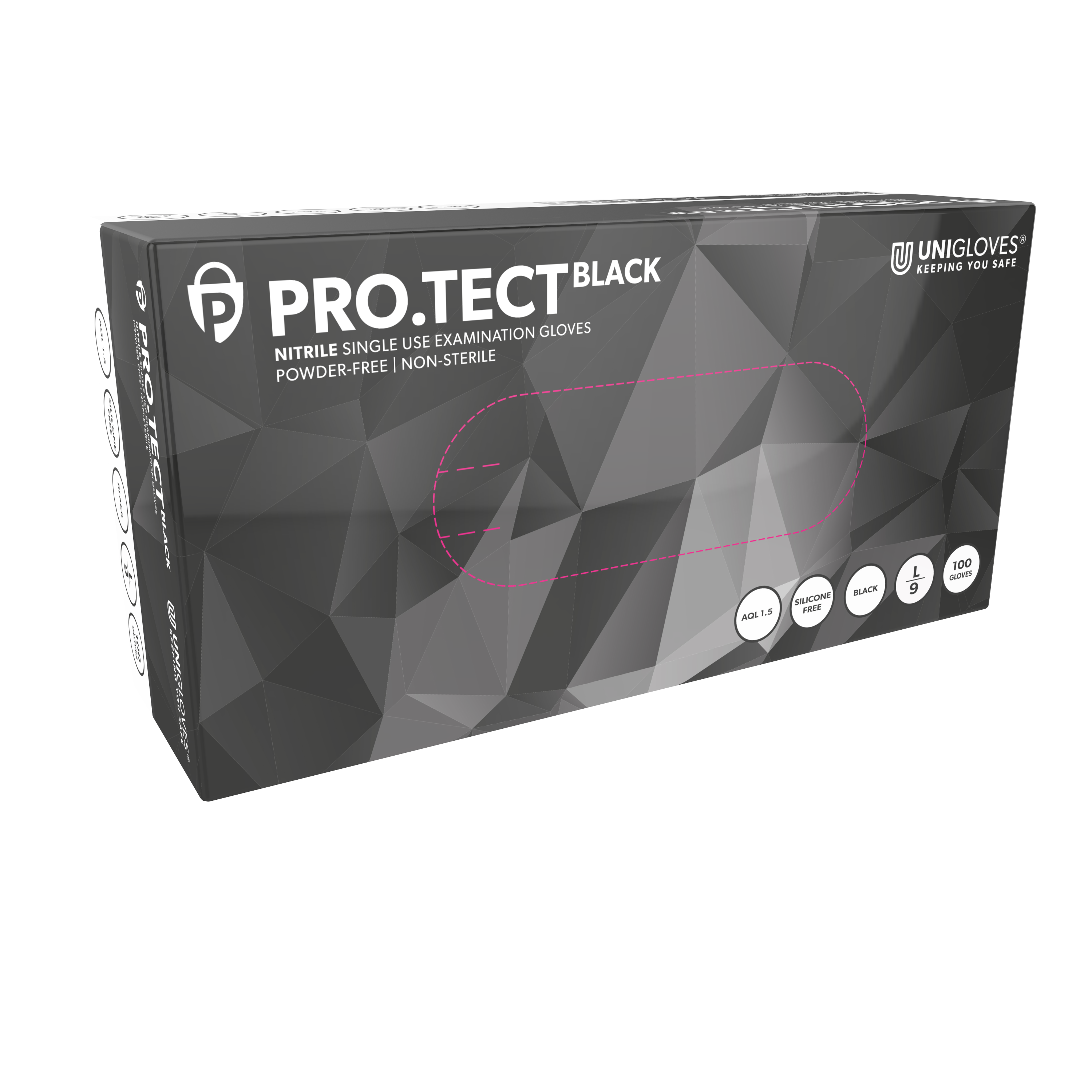 PRO.TECT 5 MIL Premium Black Nitrile Gloves - Trimming & Production - Medium (100 qty.) - Dragon Chewer