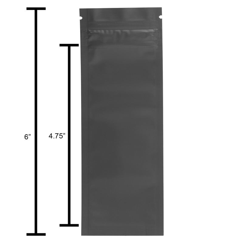 Pre Roll Top Zipper CR Exit Mylar Bags Matte Black / Matte Black - 2.16" x 6"- Child Resistant - (1,000 qty.)