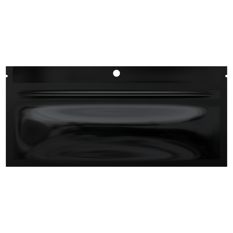 Gloss Black Vista Clear Dragon Chewer pre-roll smell proof mylar bags by HIGHLOCK. Best thick wholesale bulk dispensary custom child resistant packaging 420 barrier bags tamper evident resealable large food storage heat sealable 6 x 2.7 blunts cones papers joints 70mm 84mm 109mm 100 pack hang hole