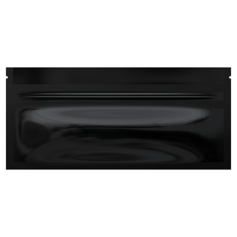 Gloss Black Vista Clear Dragon Chewer pre-roll smell proof mylar bags by HIGHLOCK. Best thick wholesale bulk dispensary custom child resistant packaging 420 barrier bags tamper evident resealable large food storage heat sealable 6 x 2.7 blunts cones papers joints 70mm 84mm 109mm