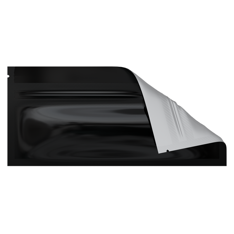 Gloss Black Vista Clear Dragon Chewer pre-roll smell proof mylar bags by HIGHLOCK. Best thick wholesale bulk dispensary custom child resistant packaging 420 barrier bags tamper evident resealable large food storage heat sealable 6 x 2.7 blunts cones papers joints 70mm 84mm 109mm strain cali custom stickers template generic free logo 100 pack CA designer green rx 3x1