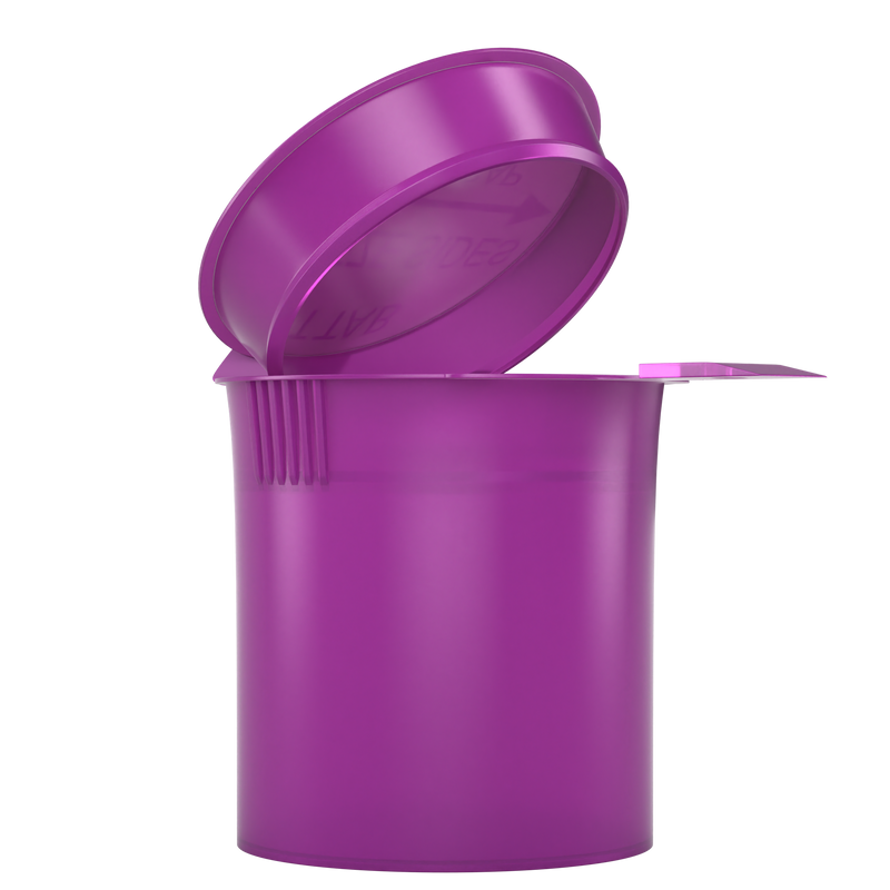 Purple 6 dram latch top pop top child resistant container bottle vial 8 4 dr wholesale packaging smell proof supplies dragon chewer template die diagram size bulk 1 gram 1g CR squeeze top airtight highlock HL vial bottle