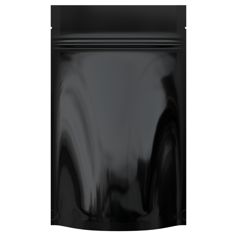 gloss black clear vista translucent transparent Dragon Chewer 7g half .25 ounce smell proof mylar bags by HIGHLOCK. Custom labels stickers designer rx 100 pack template design brand logo. Best thick wholesale bulk dispensary custom child resistant packaging 420 barrier bags tamper evident resealable large food storage heat sealable tear notches 4x6