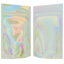 Gloss Holographic Vista Clear Translucent Transparent Dragon Chewer 7 g gram 1/4 ounce smell proof mylar bags by HIGHLOCK. Best thick wholesale bulk dispensary custom child resistant packaging 420 barrier bags tamper evident resealable large food storage 4x6 pouch gusset 50 pack