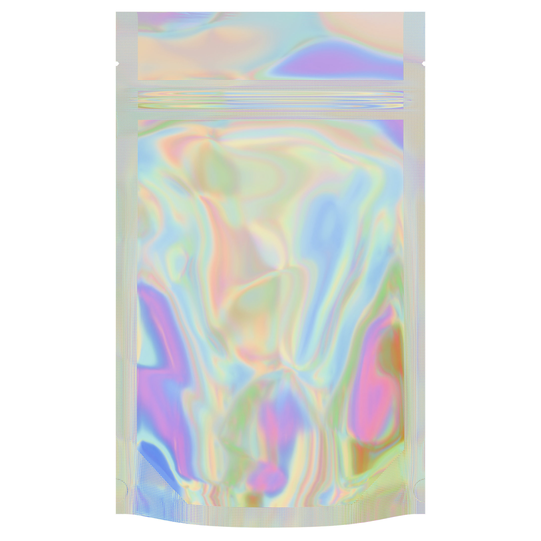Gloss Holographic Vista Clear Translucent Transparent Dragon Chewer 7 g gram 1/4 ounce smell proof mylar bags by HIGHLOCK. Best thick wholesale bulk dispensary custom child resistant packaging 420 barrier bags tamper evident resealable large food storage baggies 4 x 6