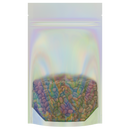 Gloss Holographic Vista Clear Translucent Transparent Dragon Chewer 7 g gram 1/4 ounce smell proof mylar bags by HIGHLOCK. Best thick wholesale bulk dispensary custom child resistant packaging 420 barrier bags tamper evident resealable large food storage baggies 4 x 6 50 pack