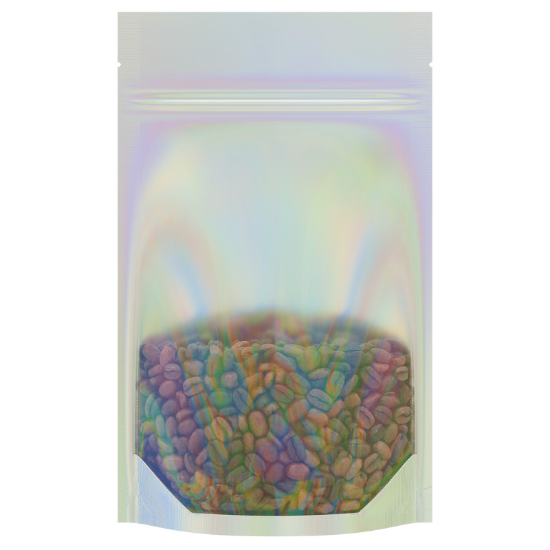 Gloss Holographic Vista Clear Dragon Chewer 7 g gram 1/4 quarter ounce smell proof mylar bags by HIGHLOCK. Best thick wholesale bulk dispensary custom child resistant packaging 420 barrier bags tamper evident resealable large food storage heat sealable 4 x 6