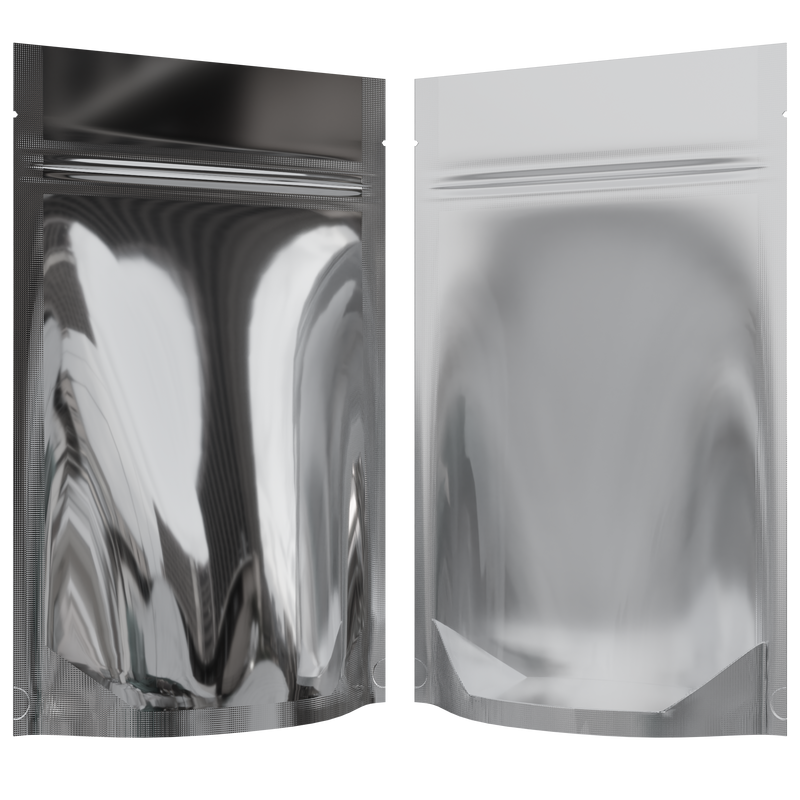 Gloss Sliver Foil Metallic Vista Clear Translucent Transparent Dragon Chewer 7 g gram 1/4 ounce smell proof mylar bags by HIGHLOCK. Best thick wholesale bulk dispensary custom child resistant packaging 420 barrier bags tamper evident resealable large food storage near me nearby 4 x 6