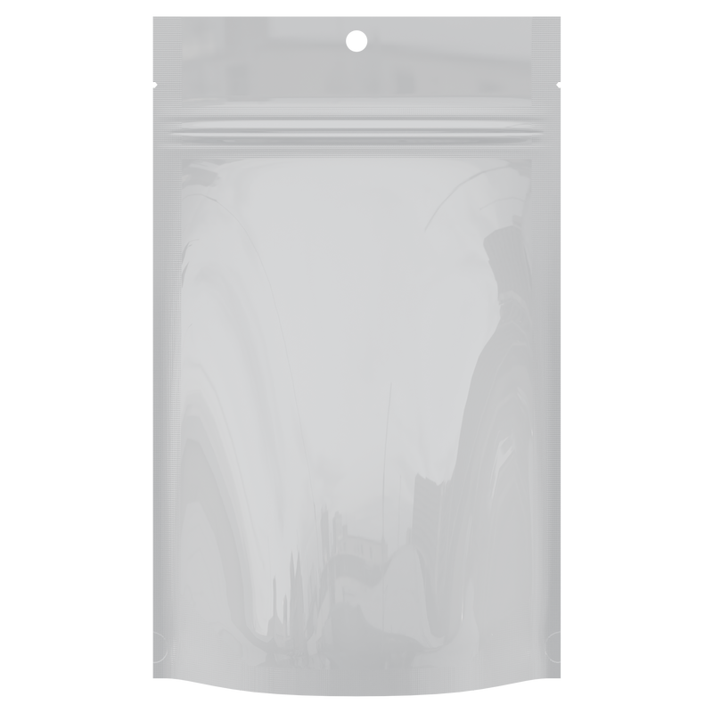 Gloss White Opaque Dragon Chewer 7 g gram 1/4 quarter ounce smell proof mylar bags by HIGHLOCK. Best thick wholesale bulk dispensary custom child resistant packaging 420 barrier bags tamper evident resealable large food storage heat sealable 4 x 6 hang hole