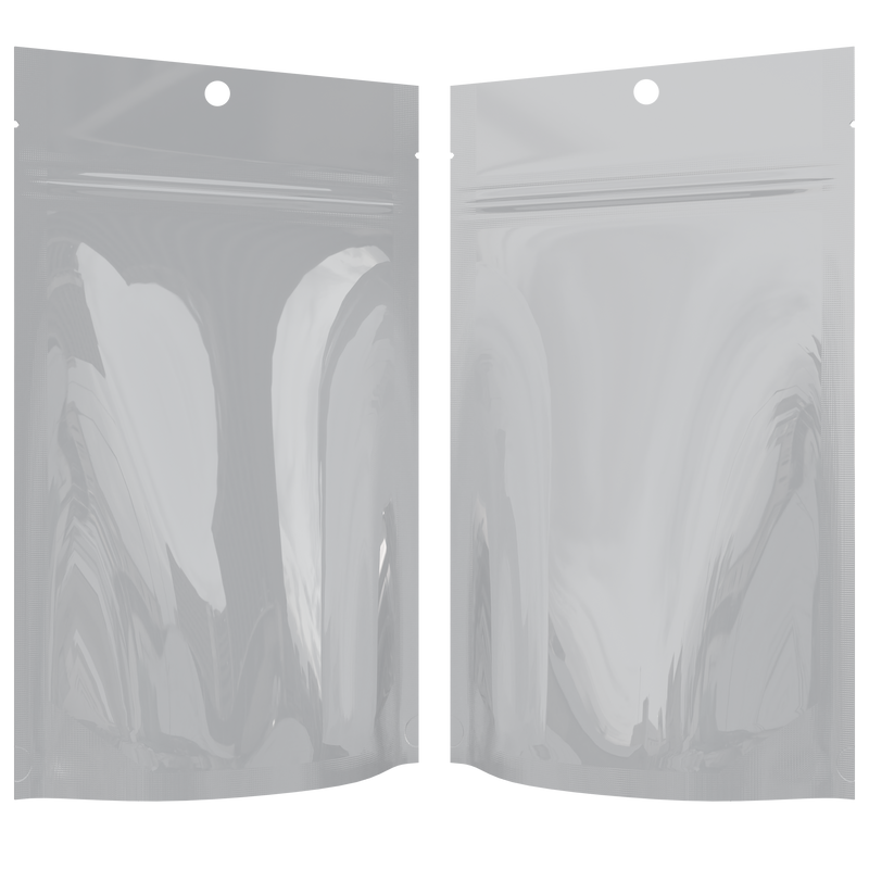 Gloss White Opaque Dragon Chewer 7 g gram 1/4 ounce smell proof mylar bags by HIGHLOCK. Best thick wholesale bulk dispensary custom child resistant packaging 420 barrier bags tamper evident resealable large food storage near me nearby 4 x 6 hang hole
