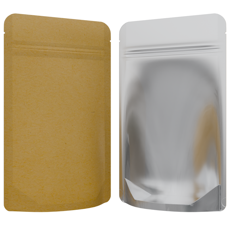 Kraft Paper Vista Clear Translucent Transparent Dragon Chewer 7 g gram 1/4 ounce smell proof mylar bags by HIGHLOCK. Best thick wholesale bulk dispensary custom child resistant packaging 420 barrier bags tamper evident resealable large food storage 4x6 pouch gusset 50 pack