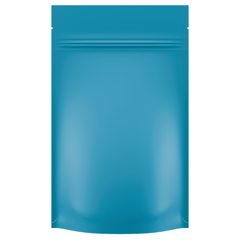 Matte Blue Opaque Dragon Chewer 7 g gram 1/4 ounce smell proof mylar bags by HIGHLOCK. Best thick wholesale bulk dispensary custom child resistant packaging 420 barrier bags tamper evident resealable large food storage baggies 4 x 6