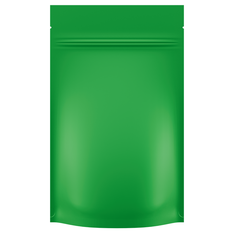 Matte Green Opaque Dragon Chewer 7 g gram 1/4 ounce smell proof mylar bags by HIGHLOCK. Best thick wholesale bulk dispensary custom child resistant packaging 420 barrier bags tamper evident resealable large food storage baggies 4 x 6 50 pack