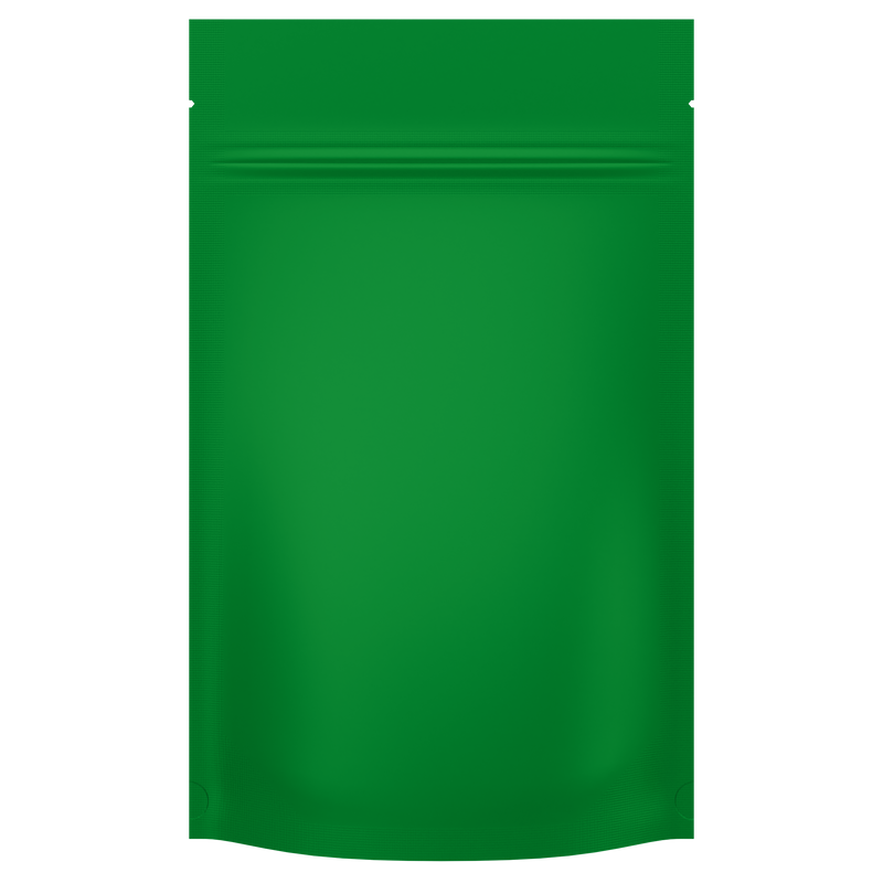 Matte Green Opaque Dragon Chewer 7 g gram 1/4 quarter ounce smell proof mylar bags by HIGHLOCK. Best thick wholesale bulk dispensary custom child resistant packaging 420 barrier bags tamper evident resealable large food storage heat sealable 4 x 6 50 pack