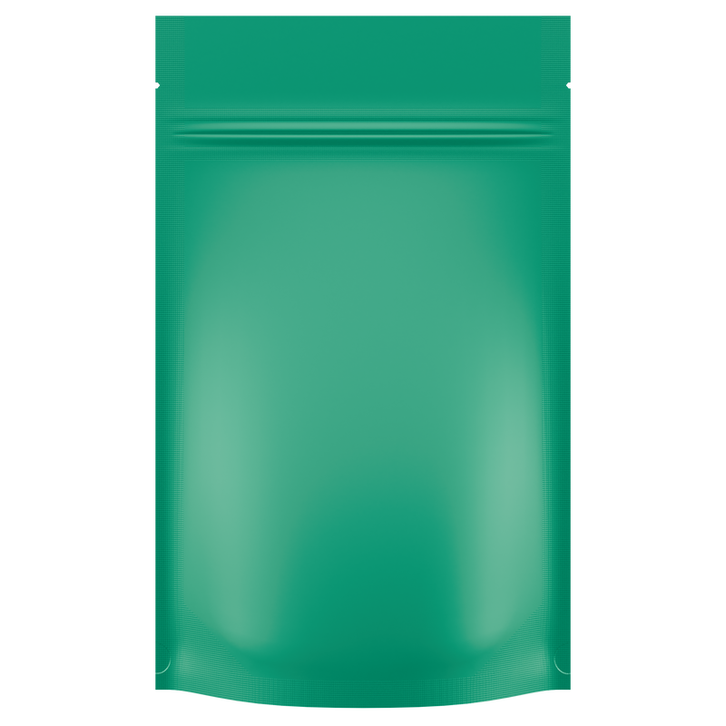 Matte Mint Green Opaque Dragon Chewer 7 g gram 1/4 ounce smell proof mylar bags by HIGHLOCK. Best thick wholesale bulk dispensary custom child resistant packaging 420 barrier bags tamper evident resealable large food storage baggies 4 x 6