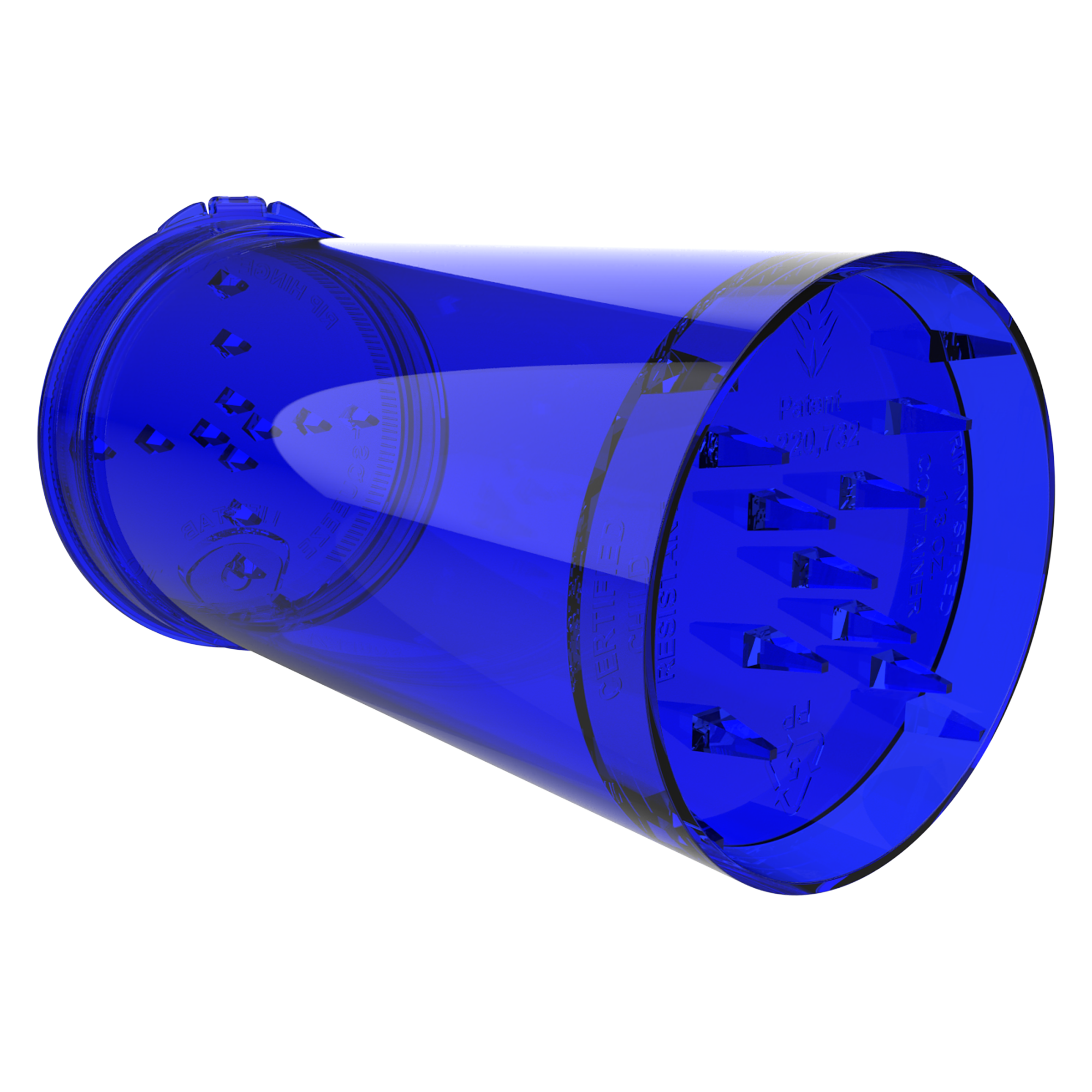 Translucent Blue Child Resistant Rip N Shred Pop Top + Grinder (225 qty.) - Dragon Chewer