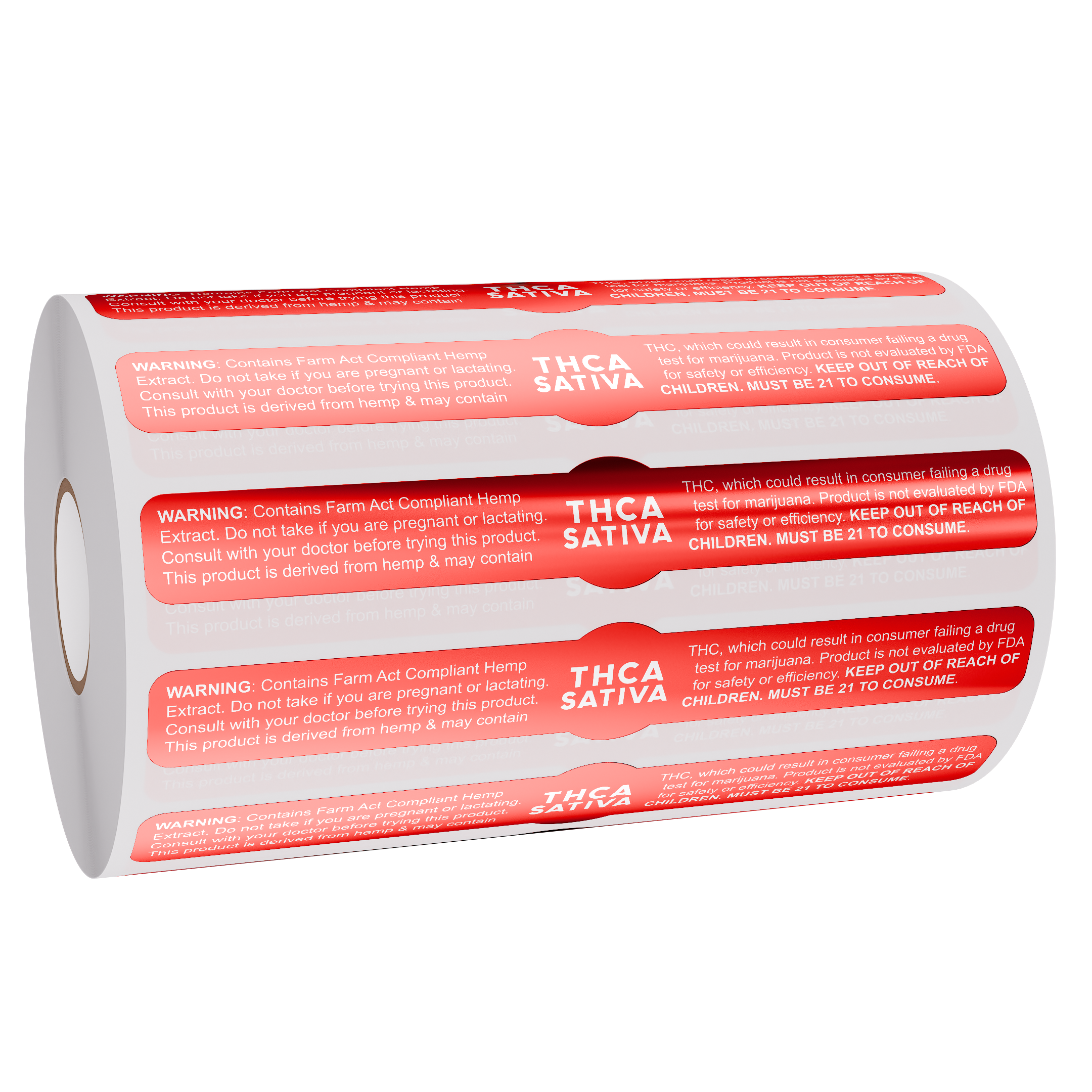 Red Metallic THCA Tamper Evident Universal Marijuana Strain Labels - Sativa (1,000 qty.)